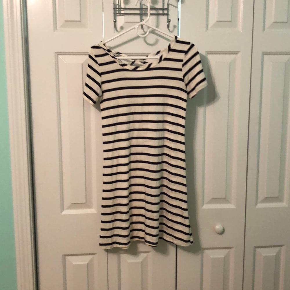 OliviaRae Summer Dress off white navy blue stripes